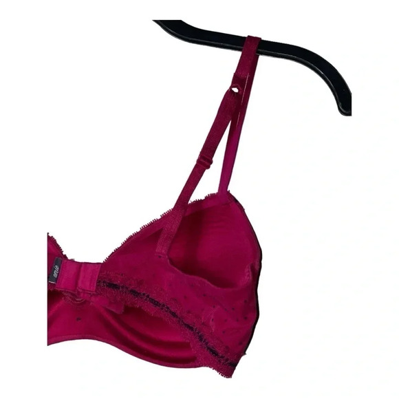 1438. AERIE JACKLYN PADDED BRA UNDERWIRE‎ POLKA DOTS PATTERN MAGENTA/NAVY BLUE - Picture 6 of 8